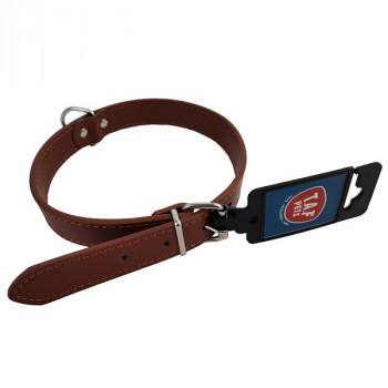 DOG P.U LEATHER COLLAR 25mm x 55cm, NATURAL,BLACK