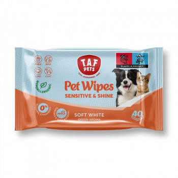 TAF PET WIPES SENSITIVE & SHINE SOFT WHITE 40pcs