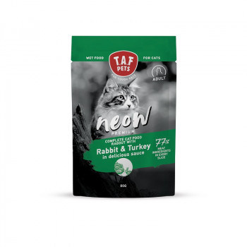 TAF NEOW PREM.WET FOOD ADULT CATS RAGOUT w RABBIT & TURKEY-80gr