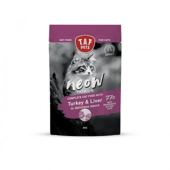 TAF NEOW PREMIUM WET FOOD ADULT CATS w TURKEY & LIVER-80gr